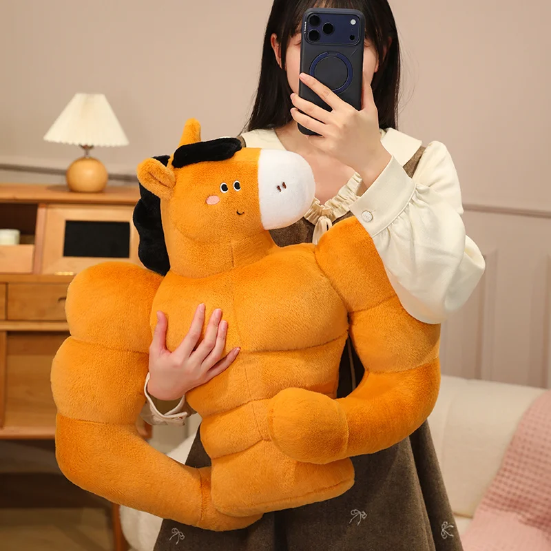 Creative Funny Muscle Horse Plush Toy Cartoon Stuffed Animals Horses Plushies Doll Anime Soft Baby Appease Pillow for Girls Gift