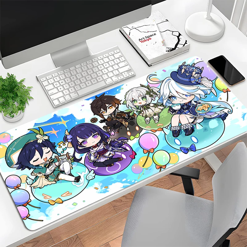 Mouse Pad G-Genshin Impact Non-Slip Rubber Edge locking mousepads Game play mats notebook computer Q edition Anime Home Decor