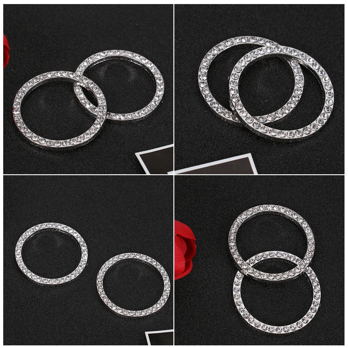 

6 PCS Automotive Start Button Decorative Circle Manual Pink Car Accessories Bling