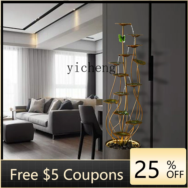 

EE indoor living room modern floor-to-ceiling running water fountain landscape decoration next to TV cabinet