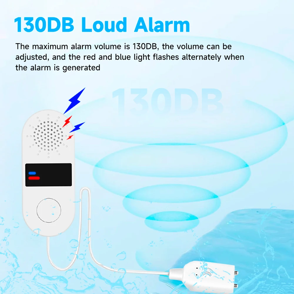 Imagem -02 - Detector de Vazamento de Água com Alarme de Som e Luz Smart Home Sensor Proteção de Segurança 130db Novo