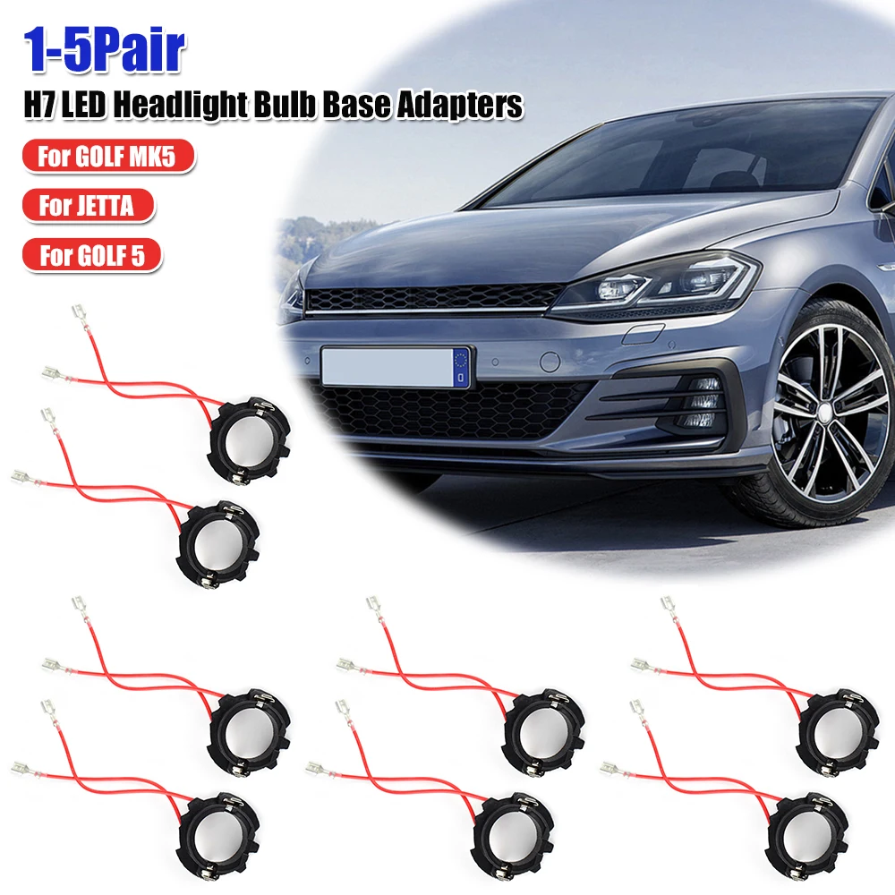 

1-5Pair H7 LED Headlight Bulb Base Adapters Holders Retainers for Golf MK5 for Jetta for Golf 5