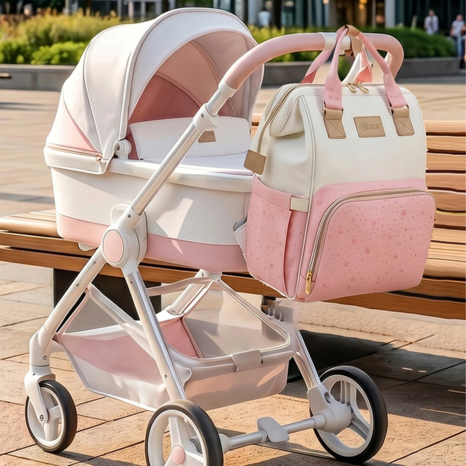 Diaper Backpack with Side Pockets Structured Maternity Backpack Baby Bag with Top Handles Roomy Stylish for Moms, Daily Outings