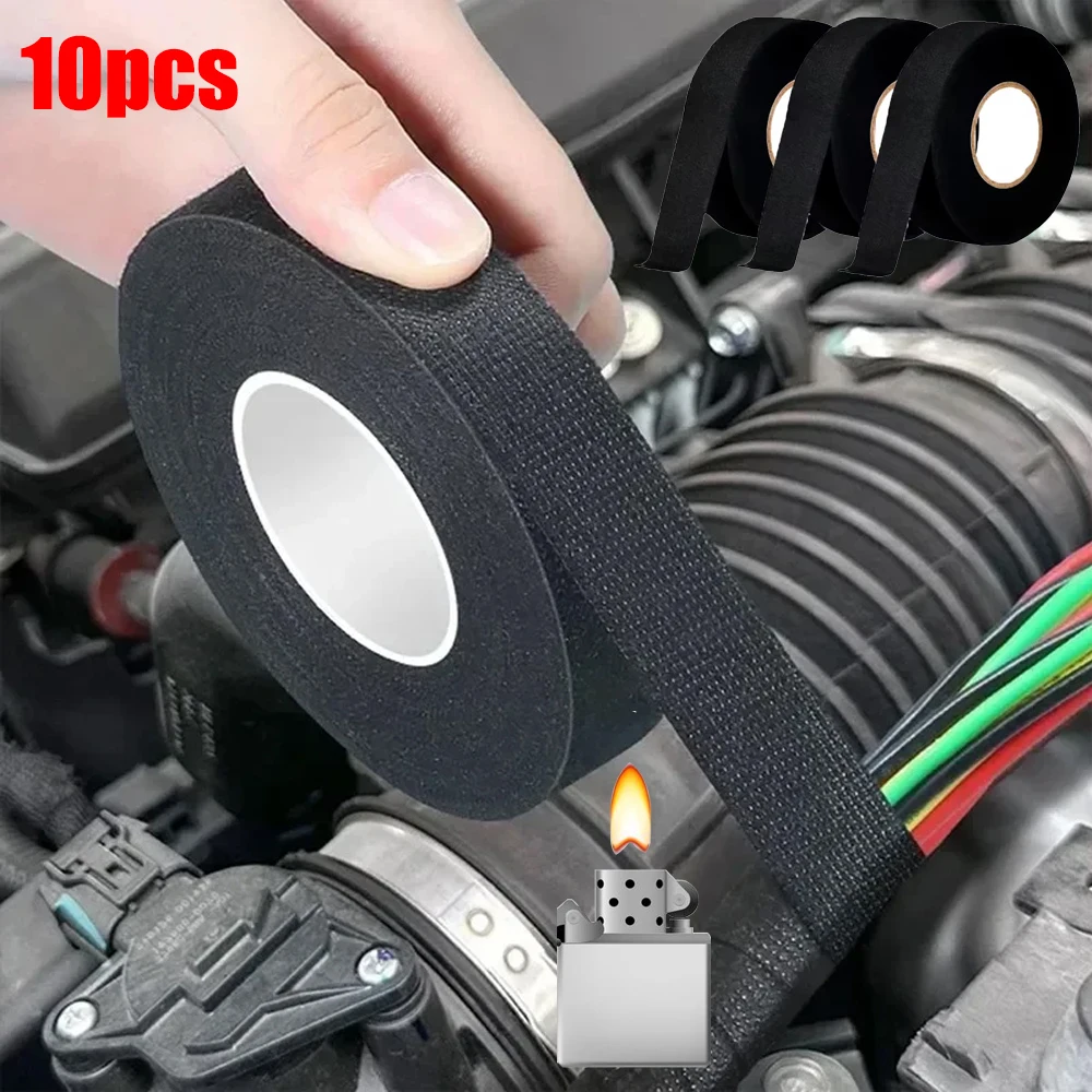 Heat-Resistant Electrical Tape Waterproof Auto Wiring Fabric Wrap Harness Bundle Insulation Cable Organizer Hot Melt Tapes