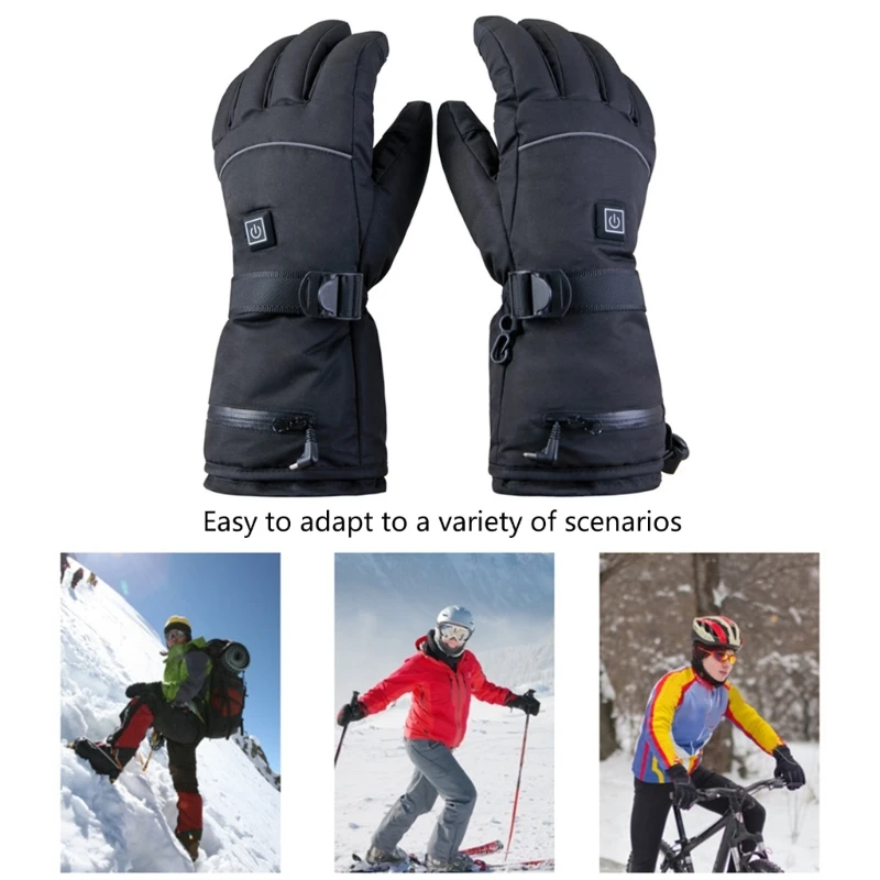 

Adult Rechargeable Heated Gloves Waterproof Winter Adjustable Temperature Ski Gloves Women Men Outdoor Full Finger Mittens