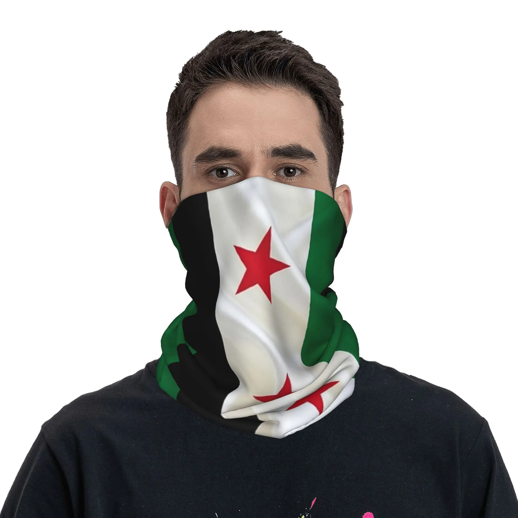 Scribble Syria Flag I love Syria Balaclavas Breathable Cooling Neck Wraps  Motorcycle Riding Scarf for Outdoor Activities