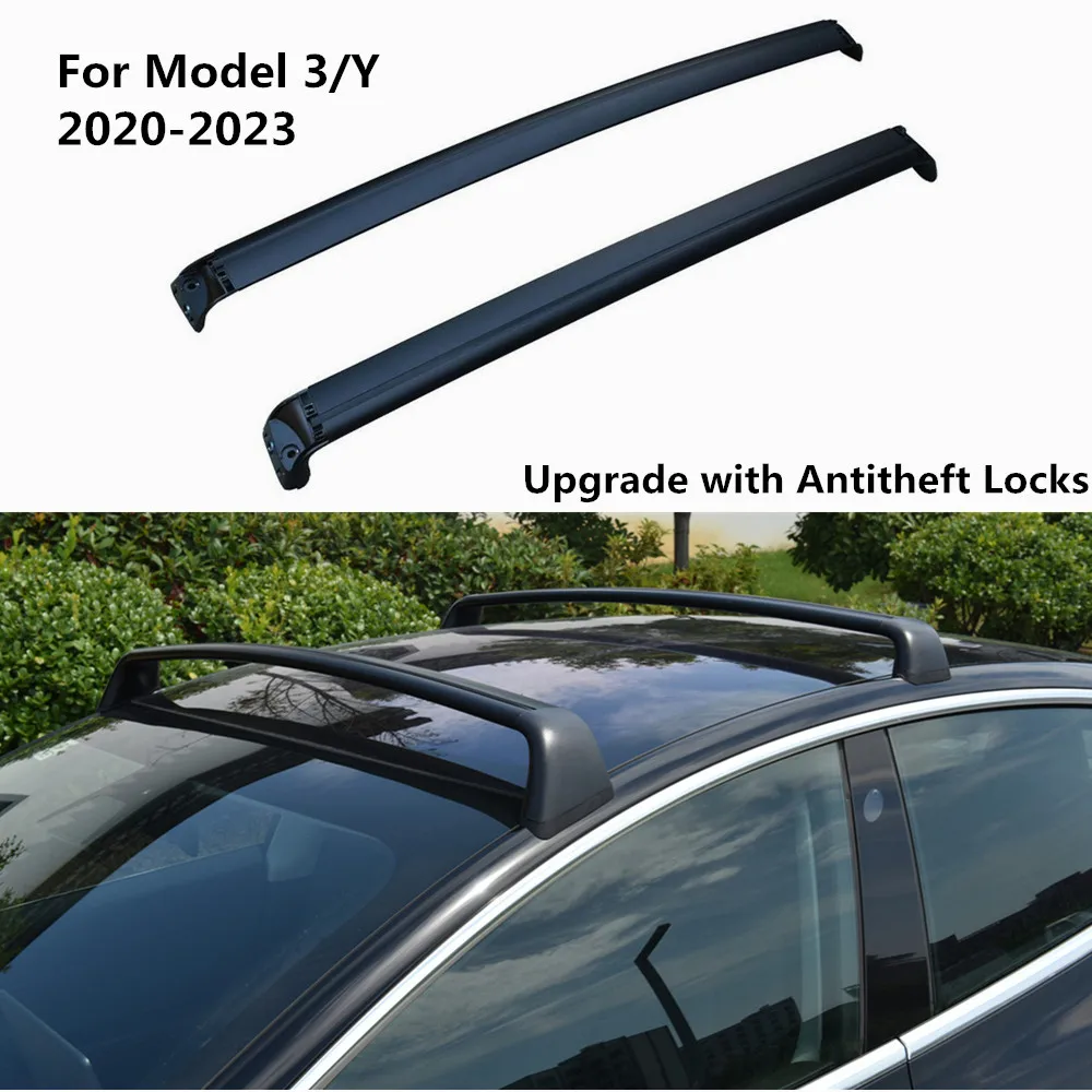 

Upgrade Roof Rack Cross Bars with Antitheft Locks For Tesla Model Y Model 3 2021 Aluminu Cargo Carriers Rooftop Crossbars Holder