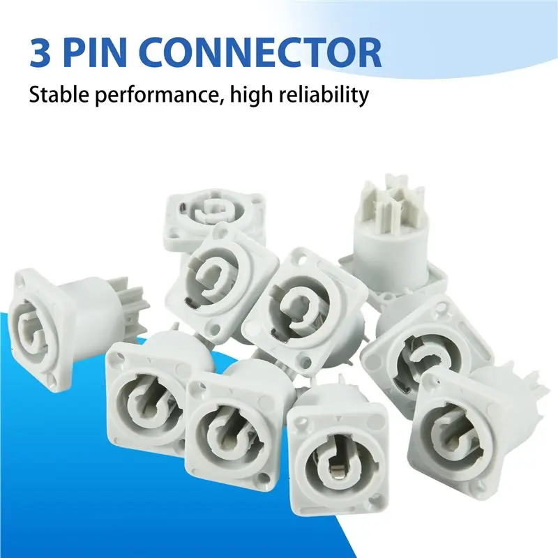 A93E-10PCS Powercon Connector 3 Pins 20A 250V Power Speaker Panel Socket Female For LED Screen Stage Lighting
