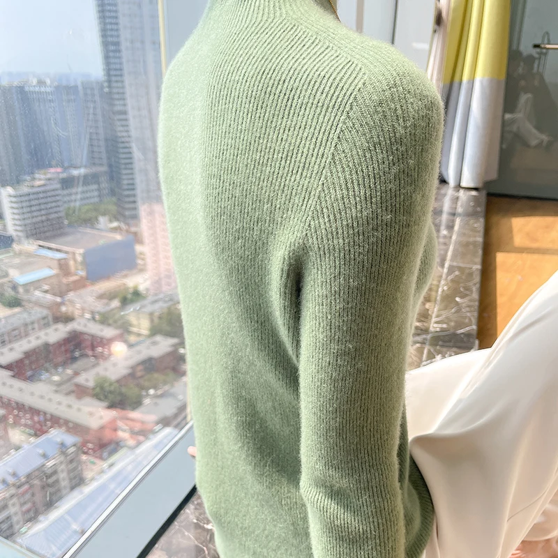 Thickening 100% Merino Wool One Thread Production Slim Fit Women's Pullover Sexy body Top Female Sweater 2023 New