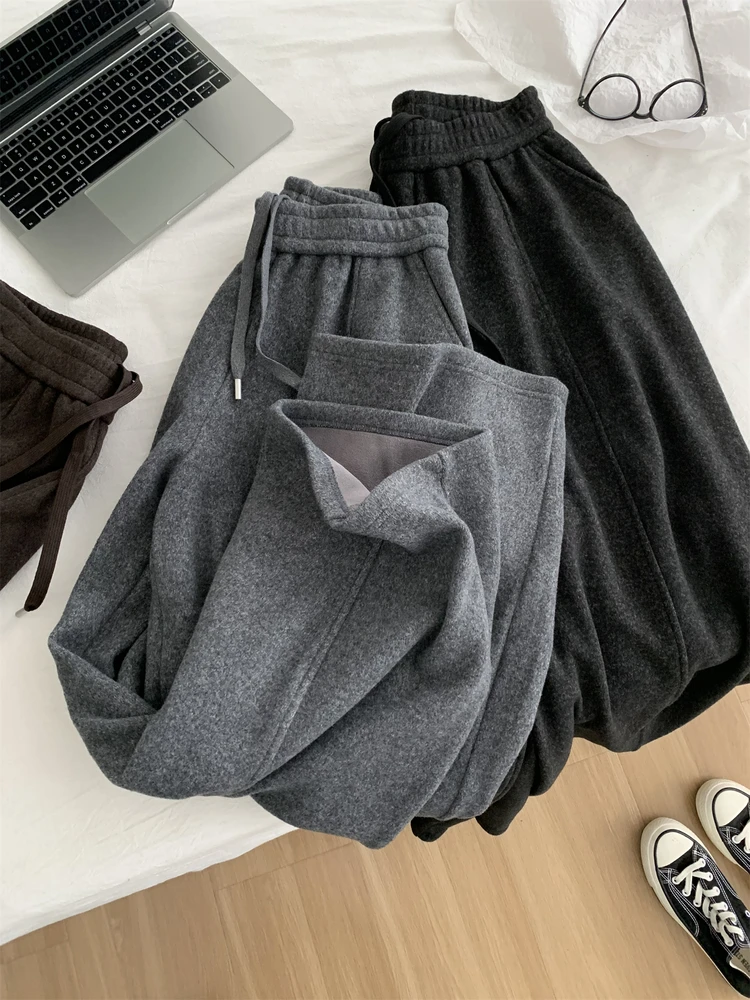 Anspruchsvolle Hose, authentische koreanische Vintage-Hose, hochwertige, winterisierte Kaschmir-Hose, figurschmeichelnde, drapierte Hose