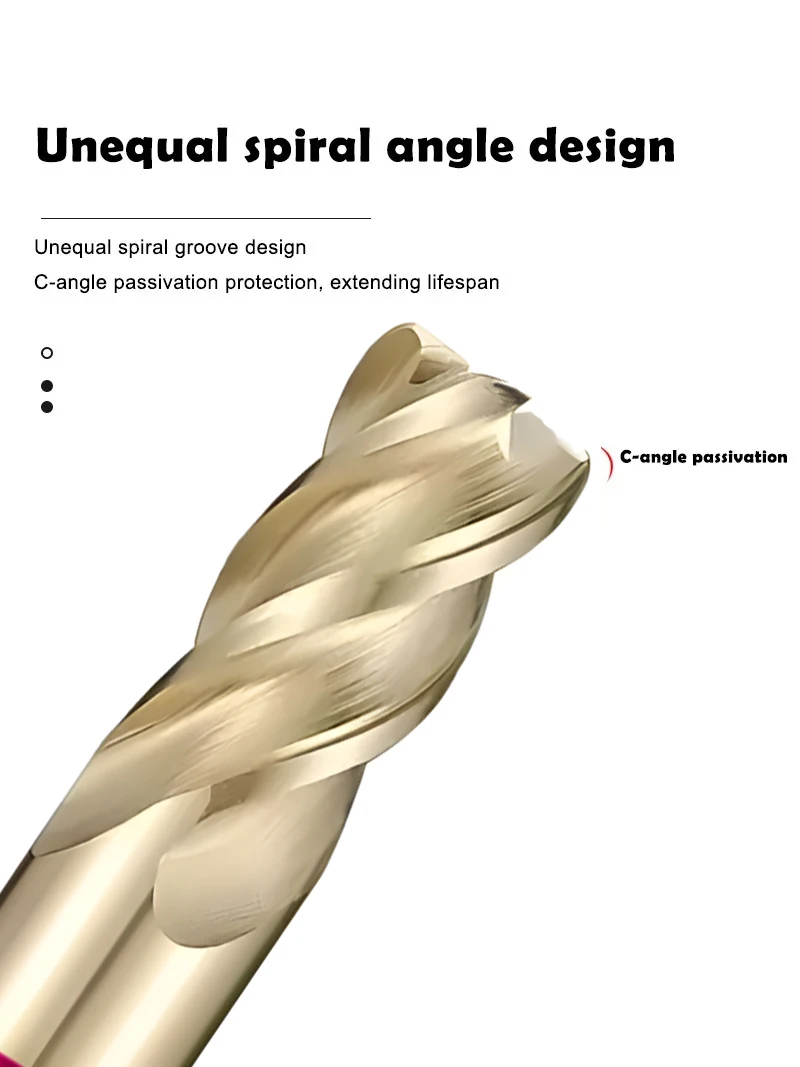 AZZKOR 4F Hartmetall-Fräser aus Wolframstahl, Titanlegierung, ungleichmäßig geteilte Schneide, Rundfräser, CNC-Bearbeitungszentrum – Detail 4