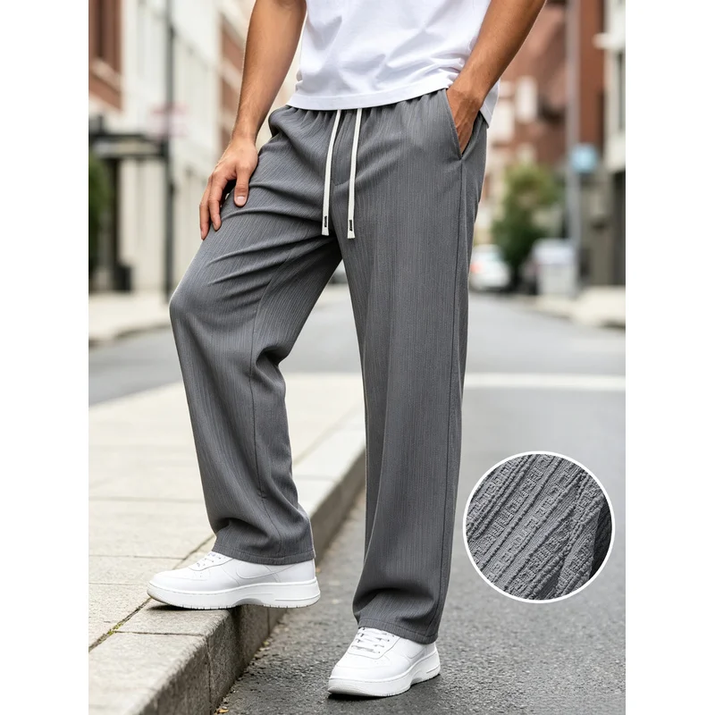 Man Men's Sweat Pants 2026 New Spring Summer Fashionable Thin Loose Straight Football Wide-Leg Pants Clothing Trousers Baggy Gym