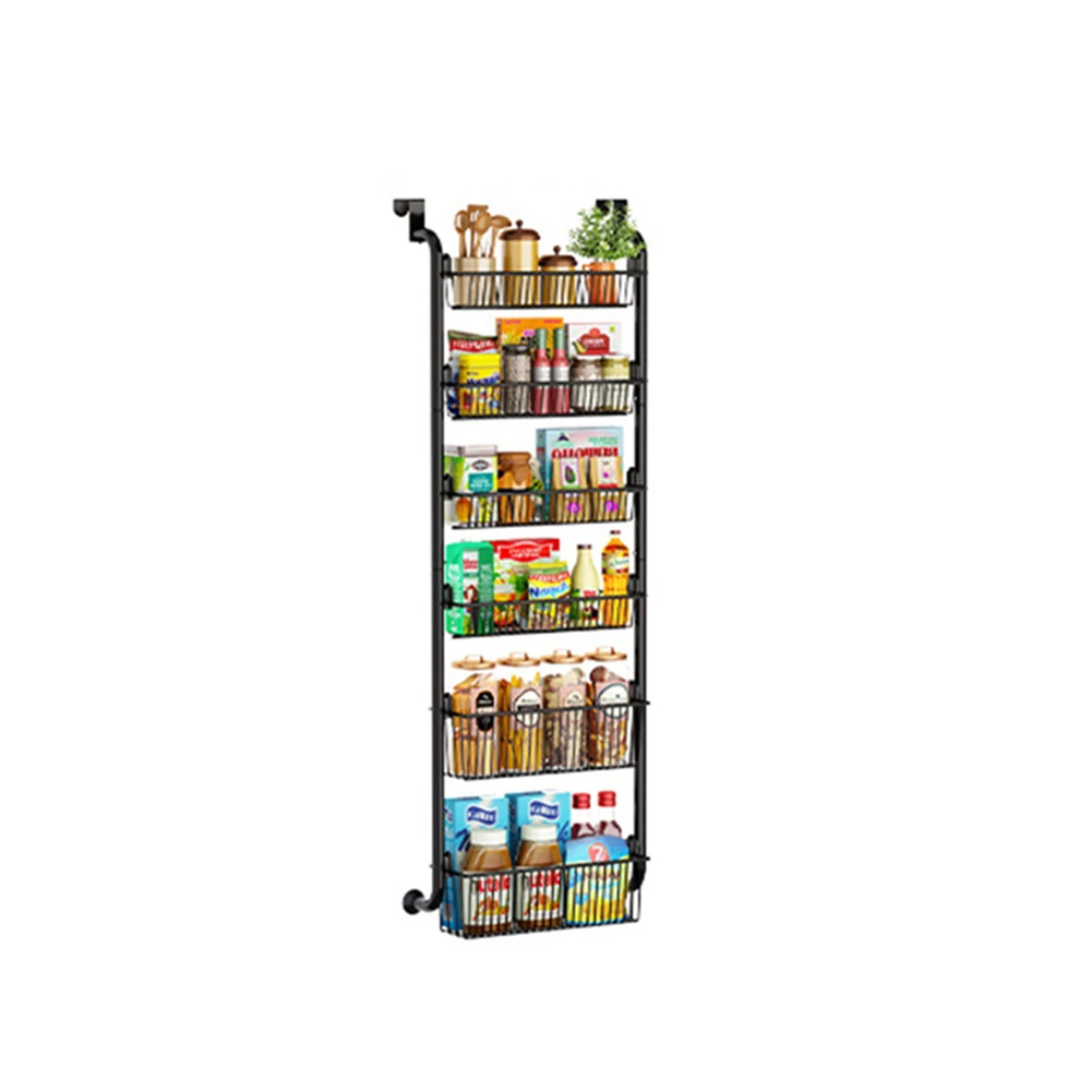 Organizzatore a 6 livelli da appendere alla porta, scaffale metallico per riporre oggetti dietro la porta, con cestello regolabile, ideale per camera da letto e cucina.
