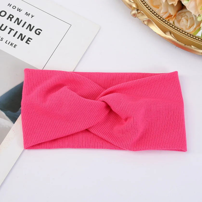 Elastischer Haarschmuck für Damen, neuer Strickfaden, Twist-Turban-Verband, solide, breite gestrickte, geknotete Yoga-Haarband, Yoga-Stirnband – Detail 10