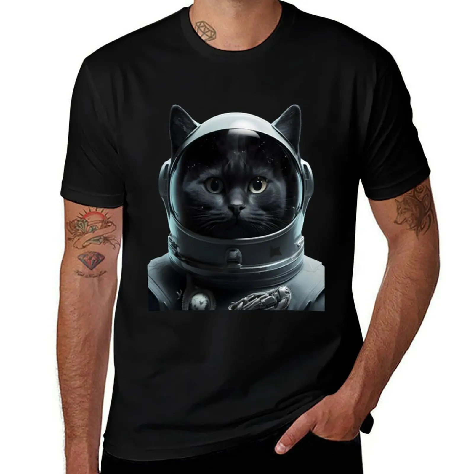 

Black Cat as an Astronaut T-Shirt man t shirts for men t shirts for man pack cotton graphic t shirts for man T-Shirt