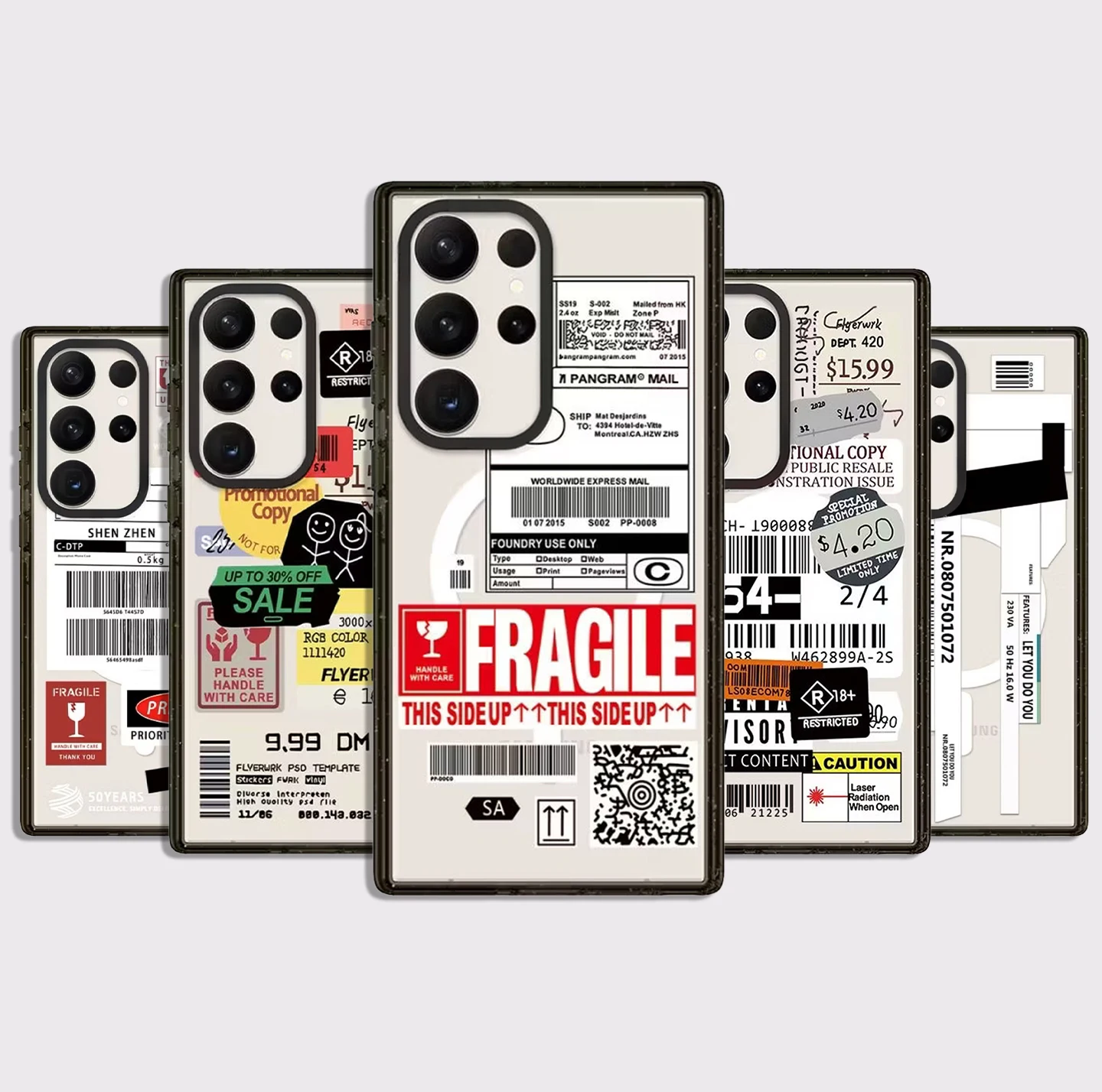 Fragile Label Acrylic Black Border Case for Samsung Galaxy S26 S25 S24 S23 Ultra S26U S24+ S25+ S26 Plus Case