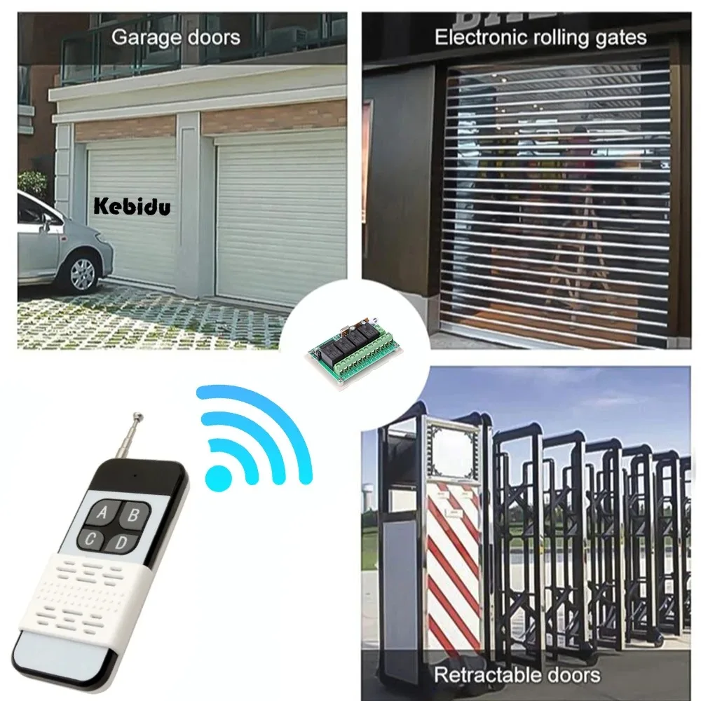 433MHz Remote Control Long Range 1000m Wireless Transmitter DC12V 4CH RF Receiver Universal For Garage/Gate/Motor/Light/Lamp