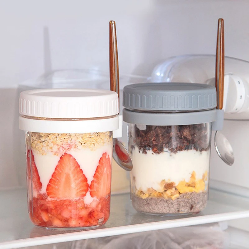 Portable Breakfast Cup Oatmeal Cereal Nut Yogurt Salad Cup With Lid Spoon Multifunction Tumbler Heat Resistant Juice Milk Cup