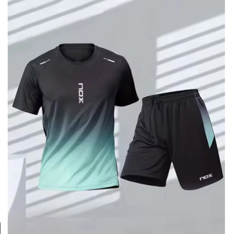 Tennis Badminton NOX Summer Tracksuit Set Men Clothing Gradient Short Sleeve Sports T-shirt Shorts 2 Piece Outfit Training Suits