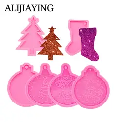 DY0108 DIY Shiny Christmas Light/Tree/Ornament/sock keychains silicone mold, Circle Mold Make Crafts with Epoxy Resin Art Diy