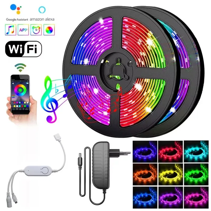 12V RGB COB Flexible LED Strip Light WiFi Wireless Remote Control Waterproof Smart Color Ambient Lighting