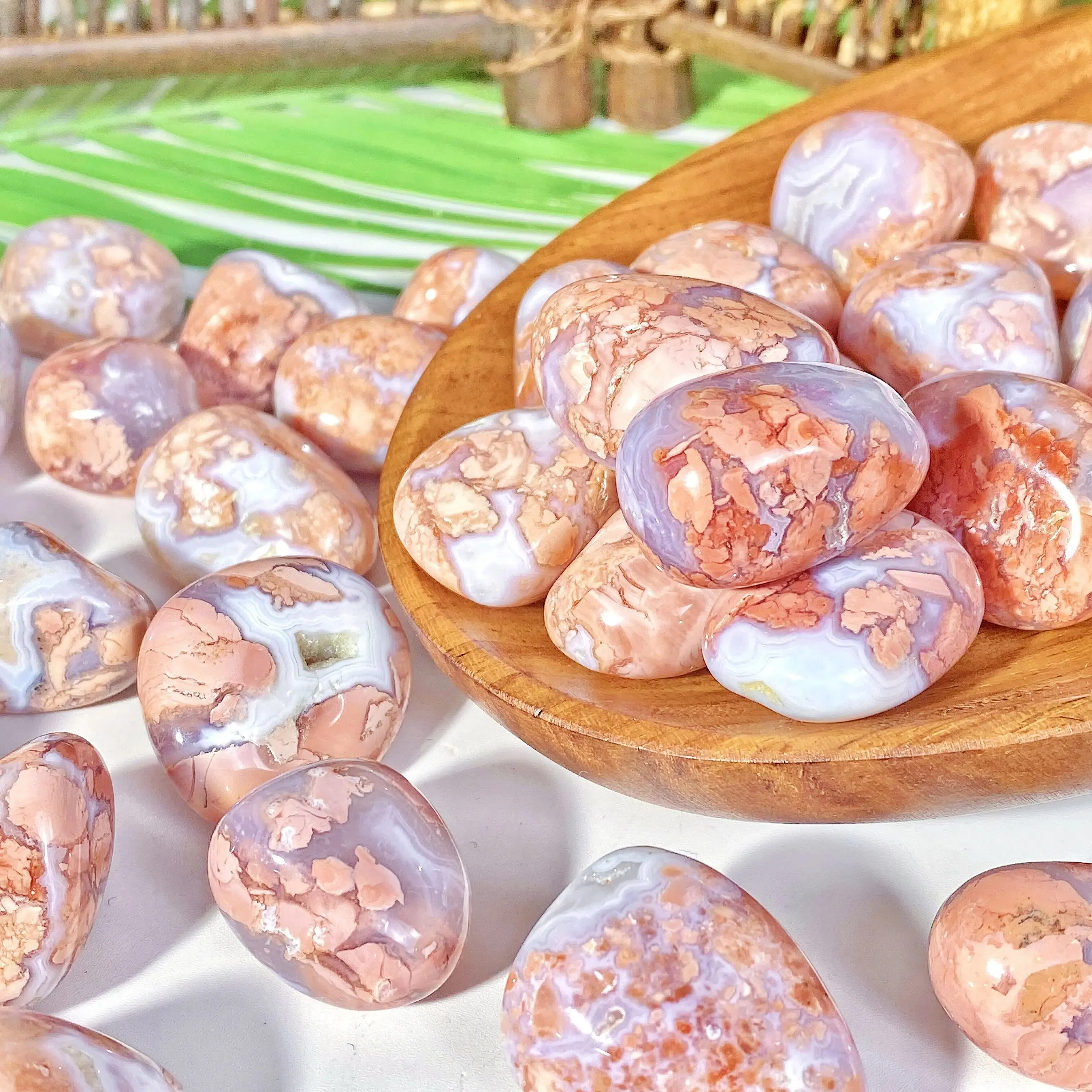 5PCS 10-50mm High Quality Pink Agate Natural Tumbled Crystal Stones,Natural Crystals Quartz Minerals,Gemstones,Glitter