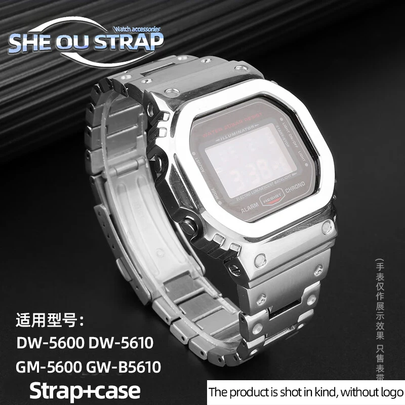 Modify Set stainless Steel Case Watchband For Casio G-SHOCK DW5600 GW-M5610/5000 GW-B5600 Watch Case + strap