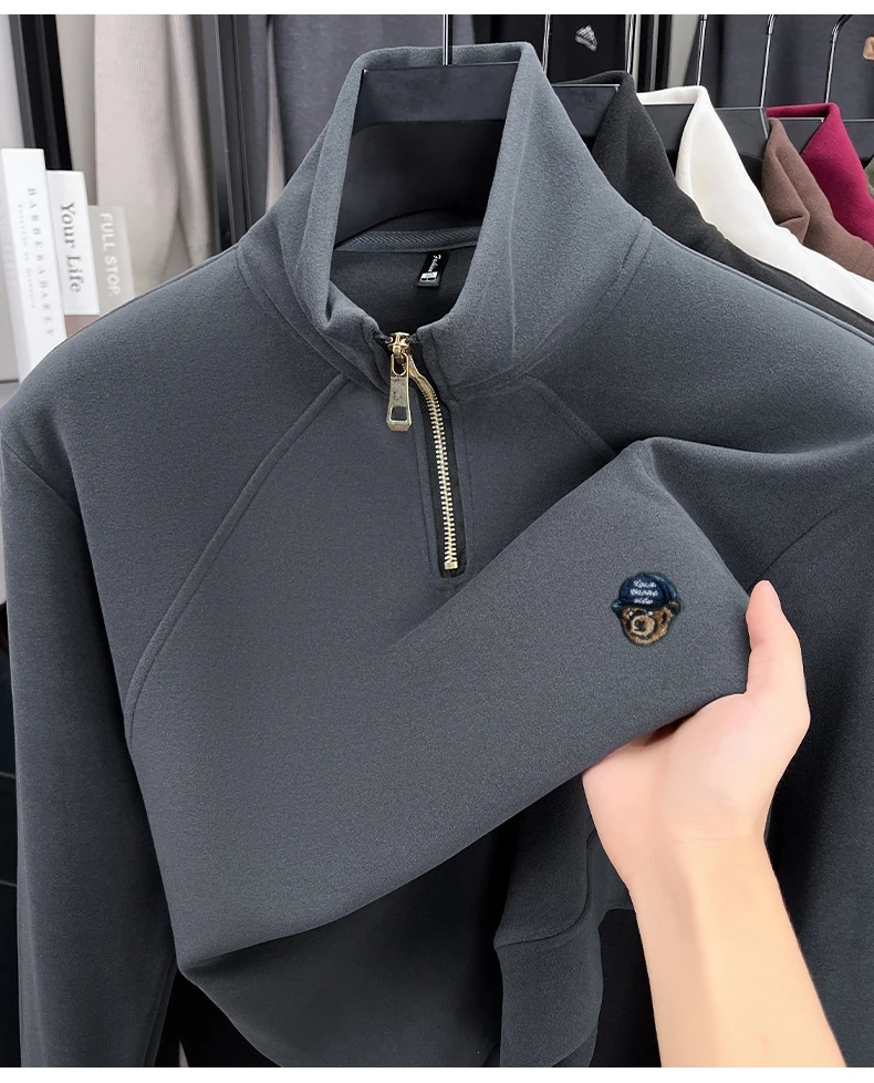 المبيعات الساخنة الكرتون الدب التطريز سستة البلوز ضوء العلامة التجارية الفاخرة الرجال هوديس جديد الخريف موضة بسيطة ملابس رجالية غير رسمية #1