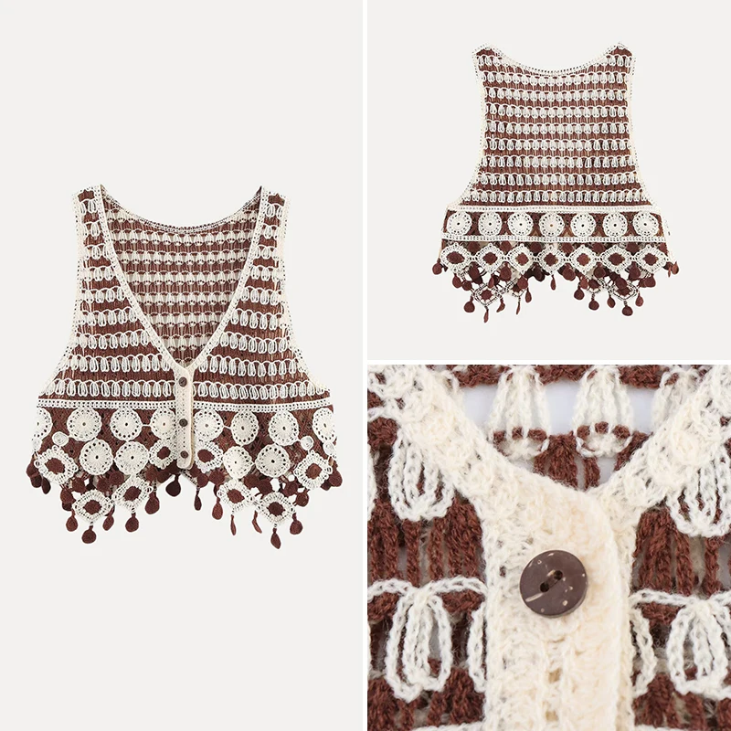 

2025 Summer New Sle Women's Knitted ort Svel Vest Street Faion Polyester Fiber V-ne Open Cardigan Coat