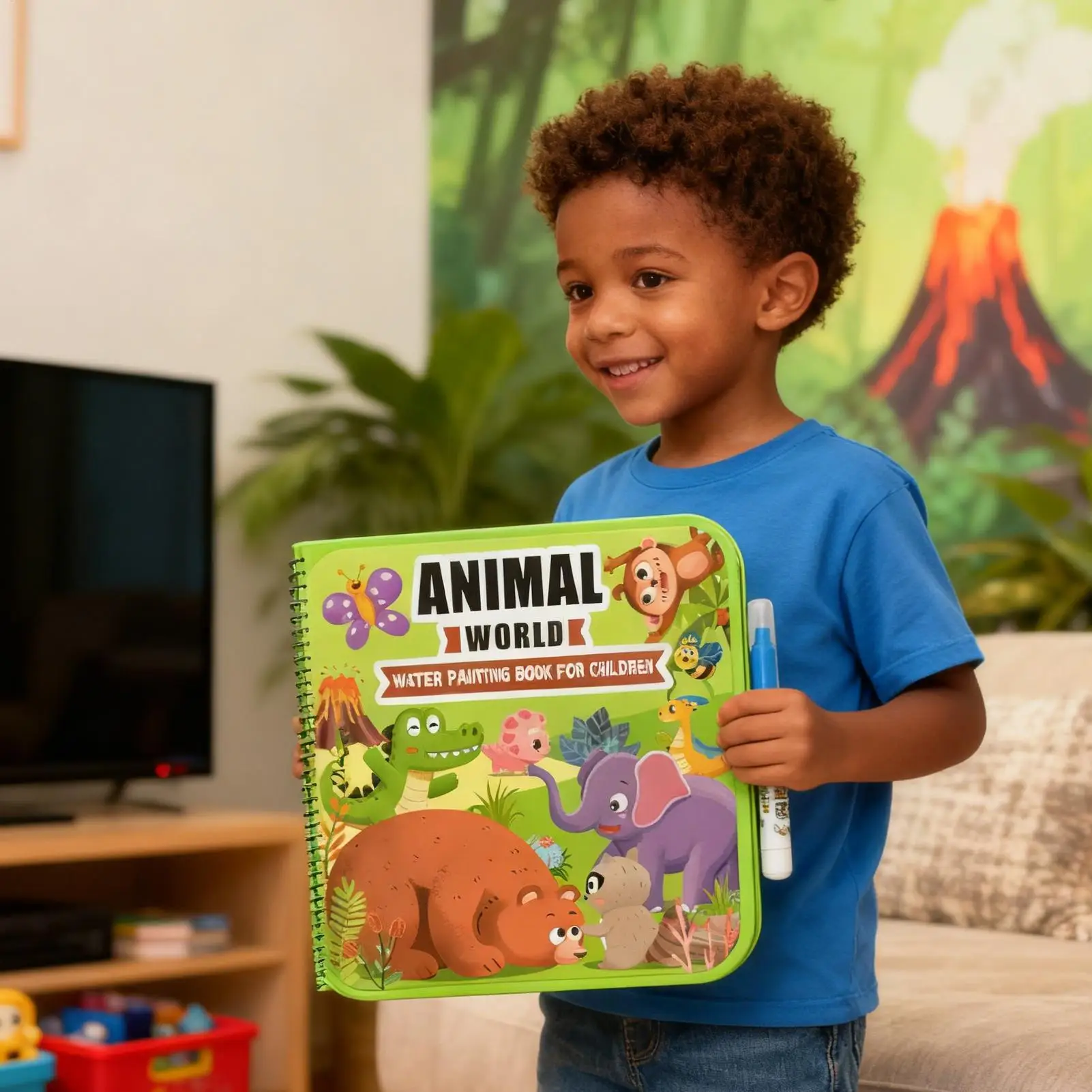 Libro da colorare ad acqua Attività prescolare senza disordinazione Giocattolo educativo Libro per scarabocchi ad acqua per bambini Ragazzi Ragazze Casa in età prescolare