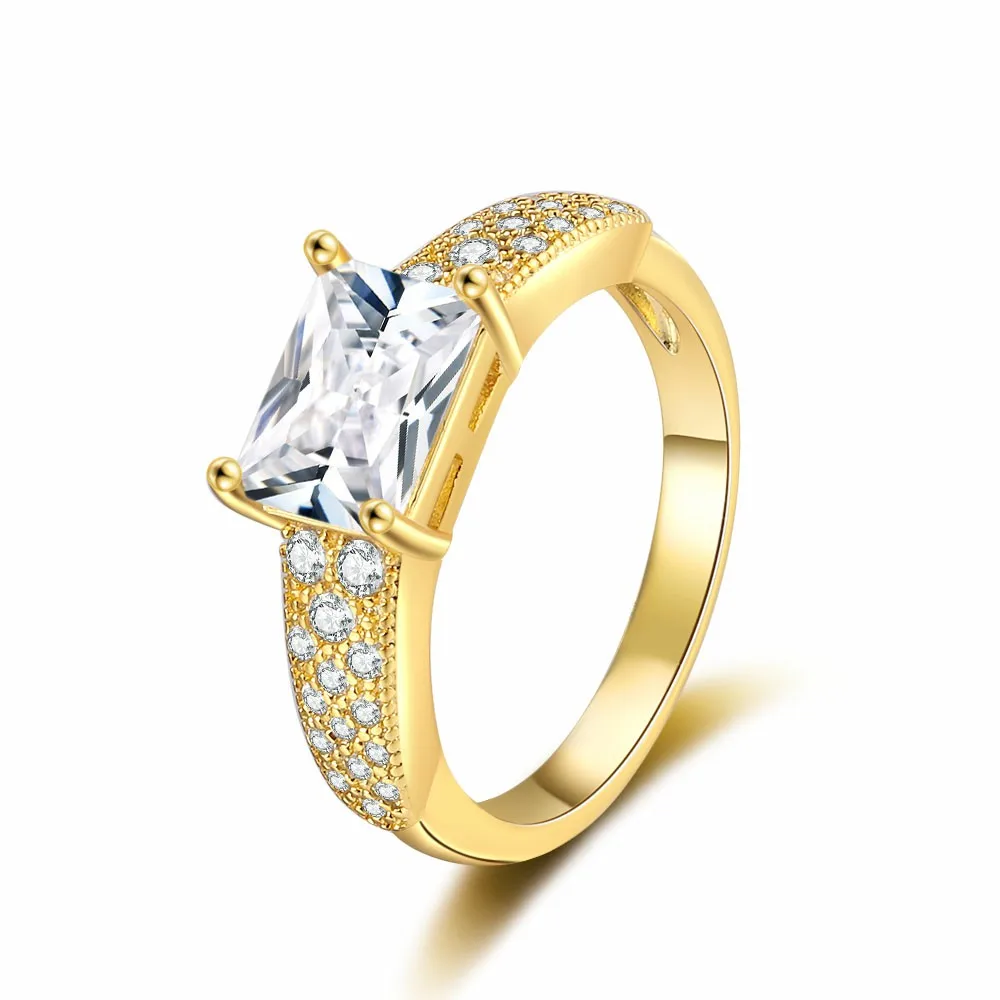 Clear CZ Ring S925 Sterling Silver Rings 18K Gold Plated Exaggerated Silver Hand Jewelry for Women