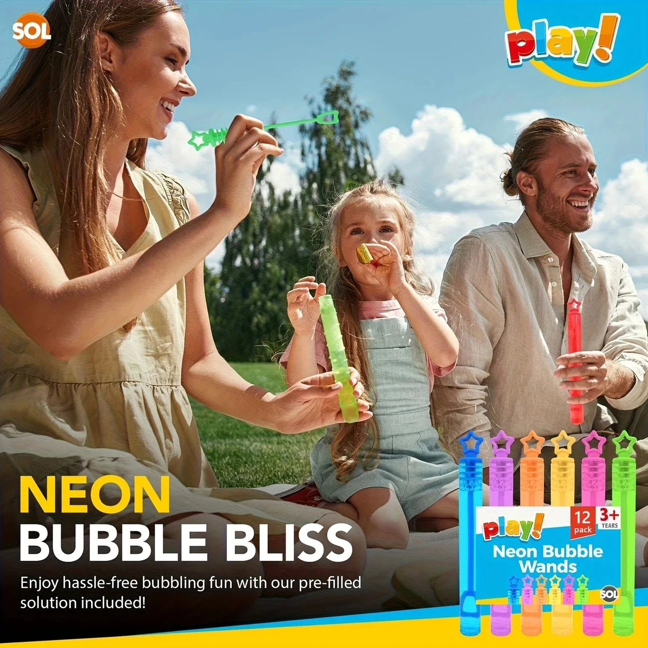 12 Stück Neon-Blasenstäbe – bunte Party-Geschenk- und Spielzeugfüller aus Kunststoff für Kinder, lustiges Aktivitätsspiel mit sternförmigen Ausblasen – Detail 5