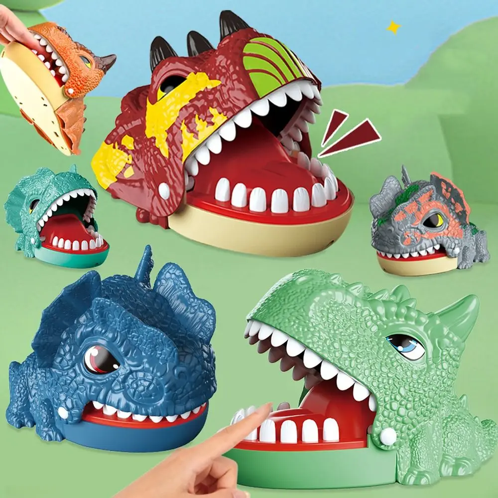 Random Color Mini Dinosaur Bite Finger Plastic Toy Stress Reliever Bite Hand Toy Dinosaur Decompression Toy Kids Children