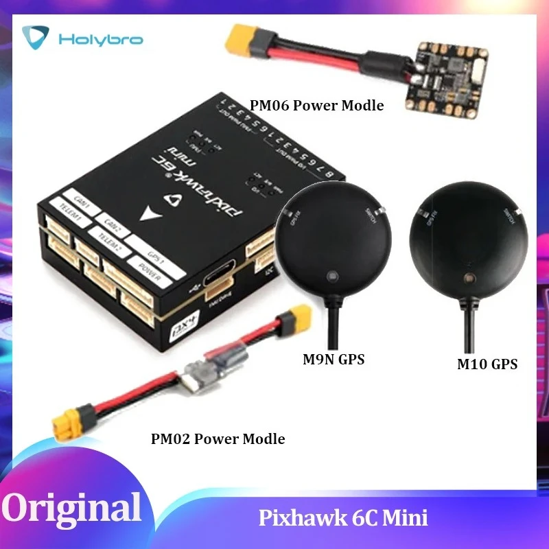 Holybro Pixhawk 6C Mini Flight Controller STM32H743 with PM02 V3 12S / PM06 14S Power Module and M9N / M10 GPS for RC FPV Drone