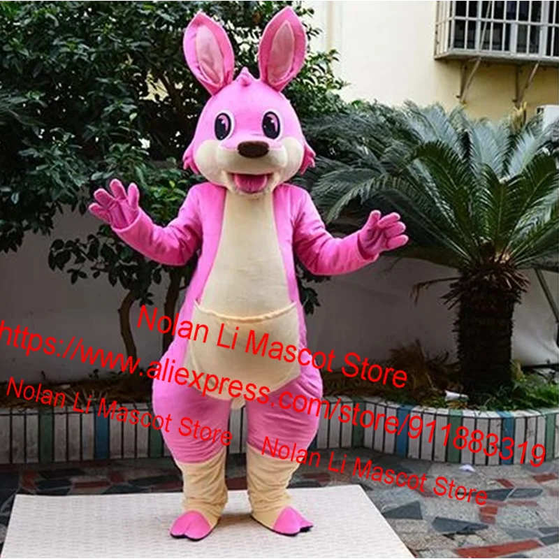 

New Customized Pink Kangaroo Mascot Costume Cartoon Character Set Holiday Party Banquet Role Play Adult Size Gift 176