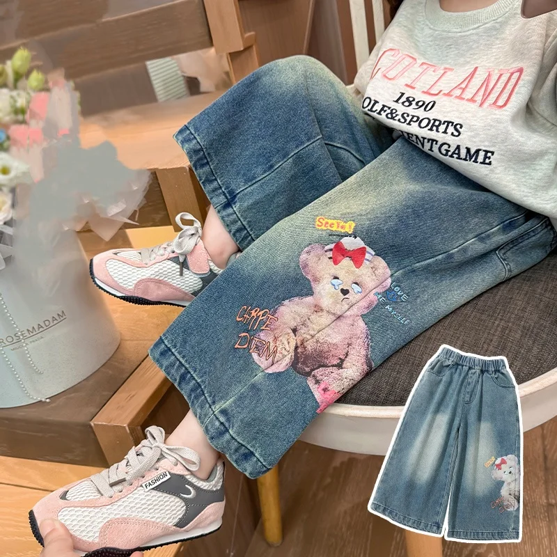

Baby Girl Pants Tween Girl Straight Loose Pants Little Child Autumn Bottom Toddler Casual Fashion Long Pants Trousers Age 2-9Y