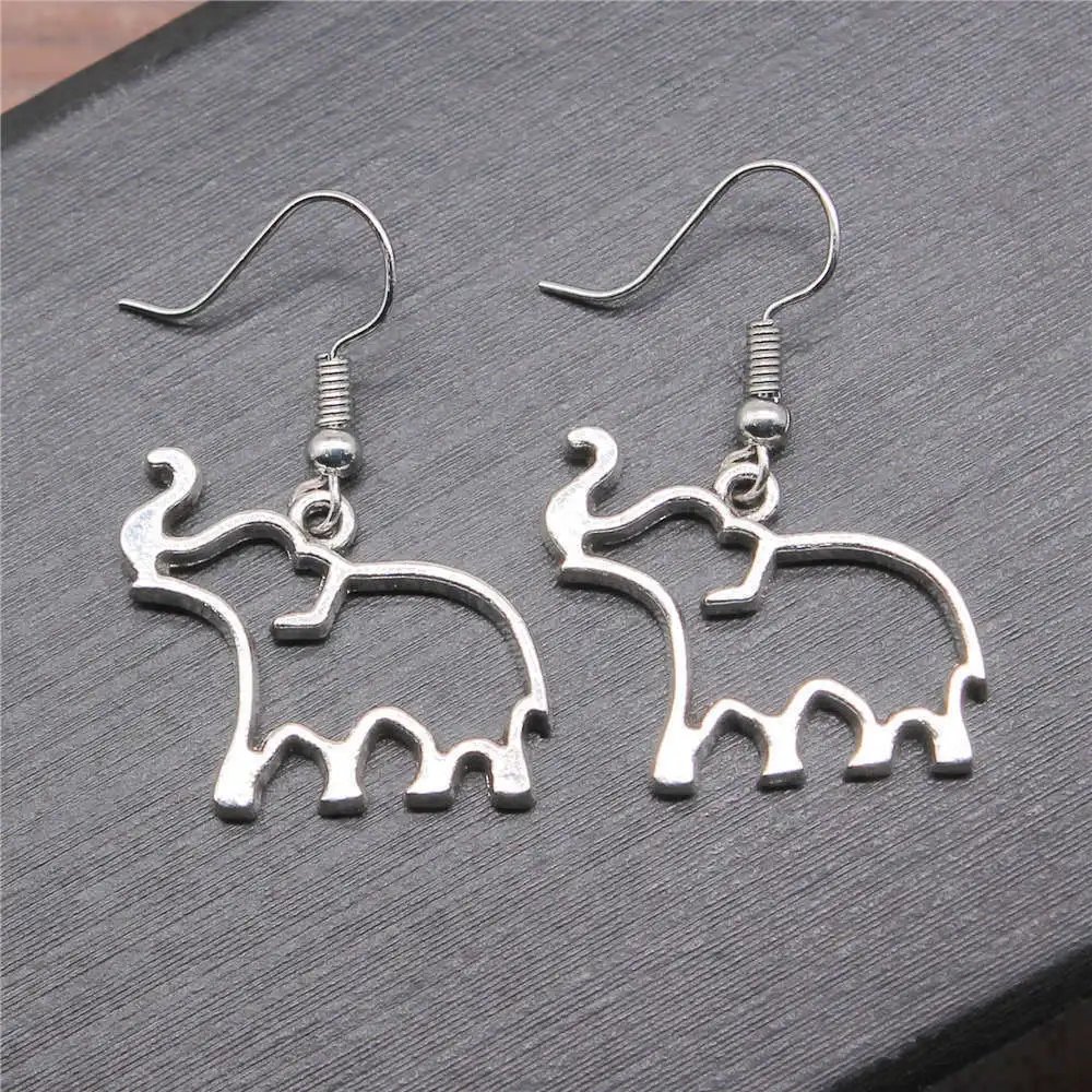 1pair Hollowed Out Elephant Big earrings men accessories jewelry materials for you hook Size 18x19mm