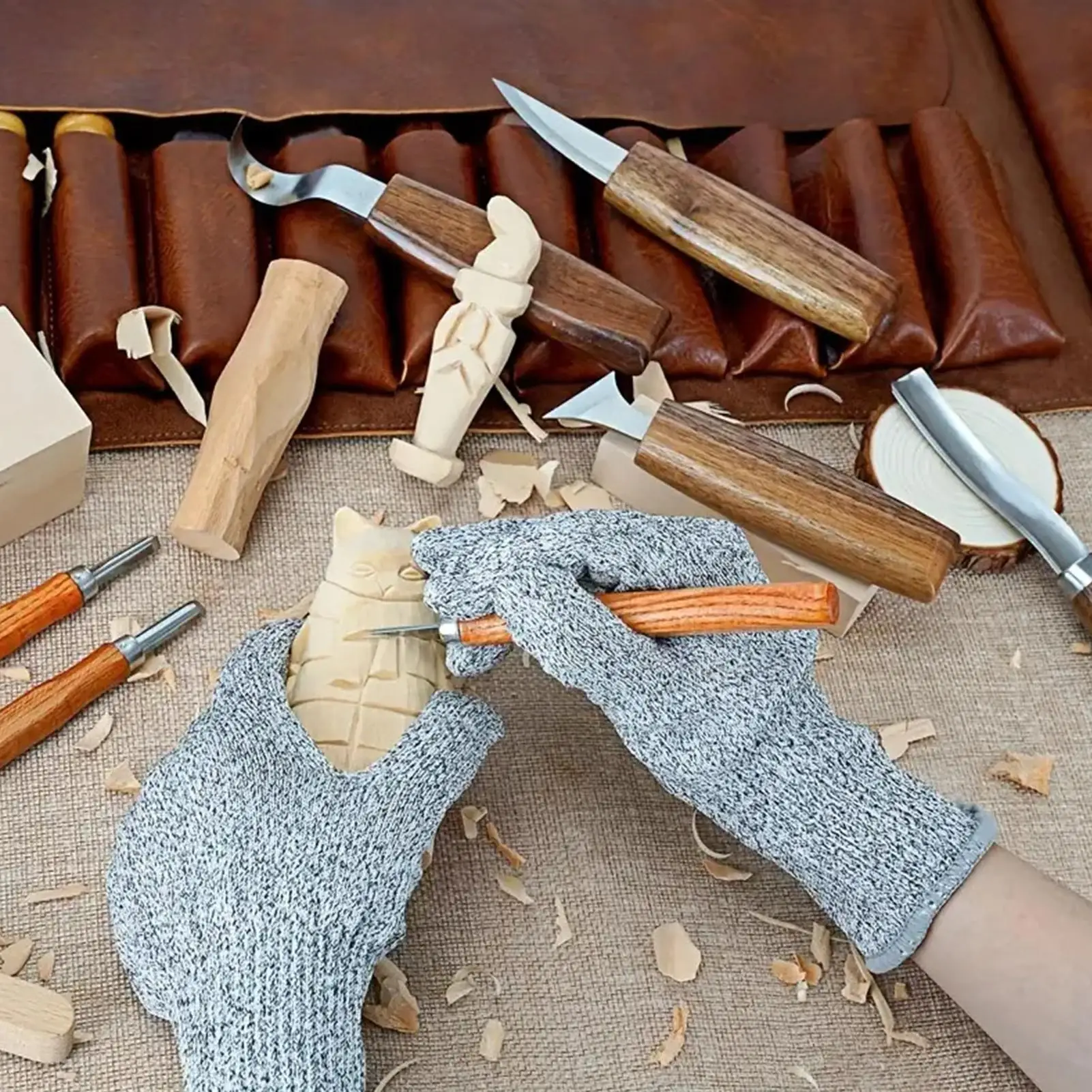 Wood Carving Tools 17 Pieces Professional Portable With Storage Case Wood Carving Cutters For Beginners DIY Enthusiasts
