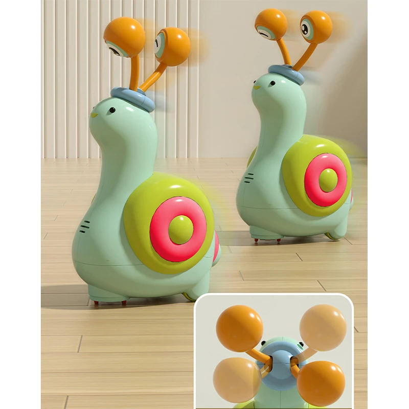 Crawling Snail Baby Toy Walking Snail Early Learning Educational Interactive Light Up Crawling Moving Toddler Toys for Kids Boys