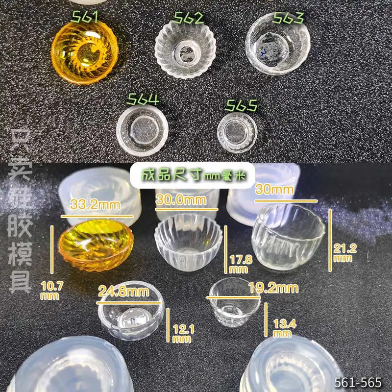 DIY Handcraft Mini Striped bowl Epoxy Resin Mold Food Play Miniature Pinching Mould Epoxy Resin Mold UV Resin Moldse