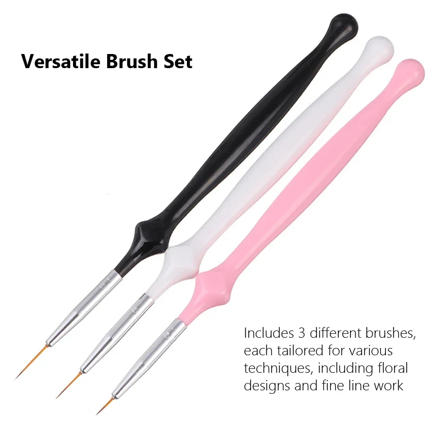 Juego de pinceles para decoración de uñas, pincel de dibujo de detalles finos con mango en forma de calabaza para diseño de uñas acrílicas y de gel, 3 uds.