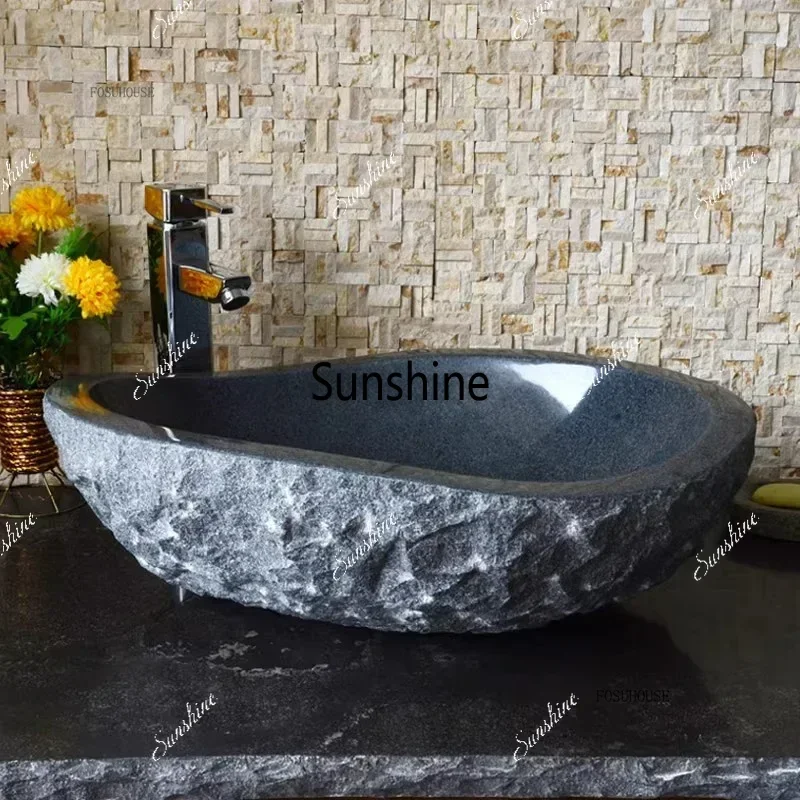 Picture 4: Outdoor Chinese Stone Bathroom Sinks Courtyard Personality Wash Basin Bathroom Furniture Balcony Light Luxury Countertop Sink