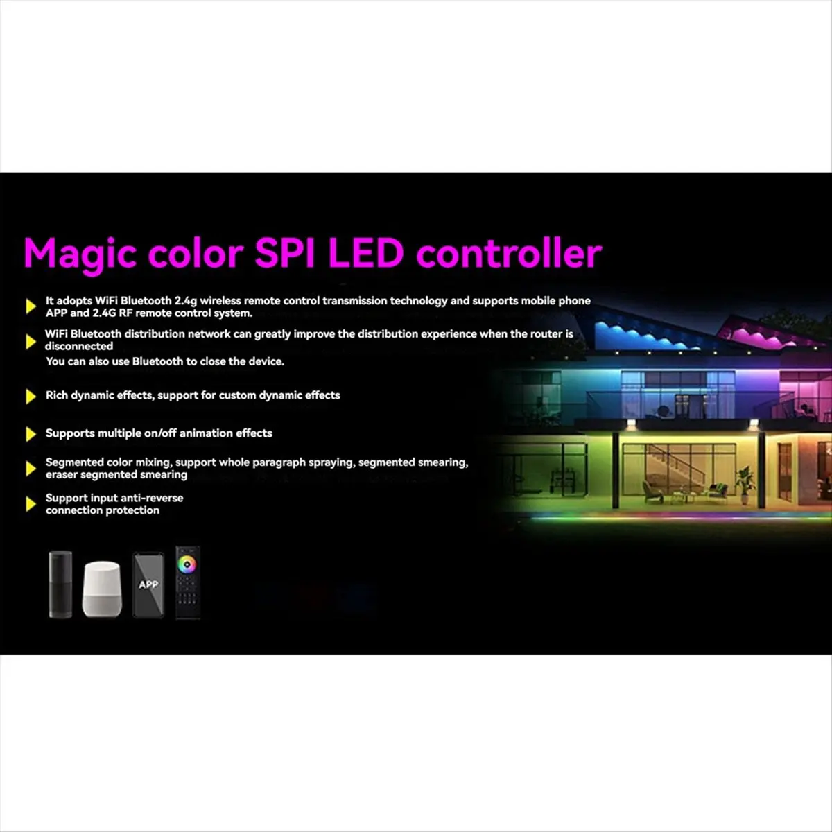 Strip Controller - Smart Life Compatible with ,Addressable 4-in-1 RGB+3000K Light Strip for Voice Control