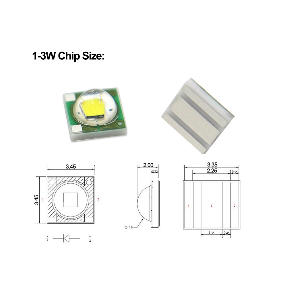 High Power LED 3W 1W 3535 XPE Chip Cold Warm White UV Royal Blue Deep Red Green IR RGBW 365 395 410 450 660nm 730 850 940nm Bead image 3