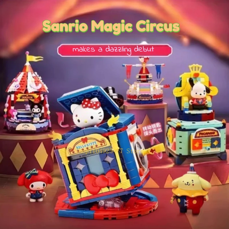 

Конструктор Keeppley Sanrio Magic Circus: Модели с персонажами аниме Куроми и Хелло Китти, креативные декоративные игрушки