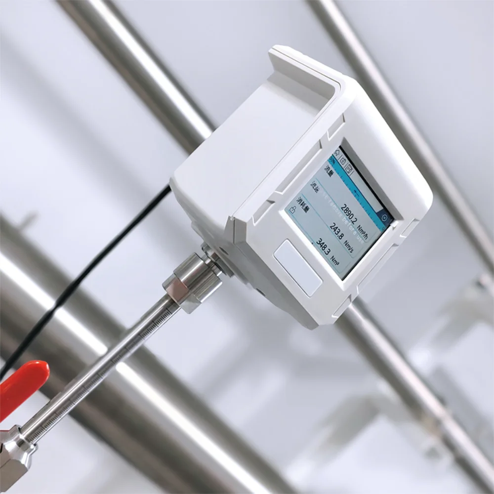 Insertion Thermal Mass Flow Meter For Compressed Air Natural Gas Water High Accuracy Stainless Steel Digital Output OEM