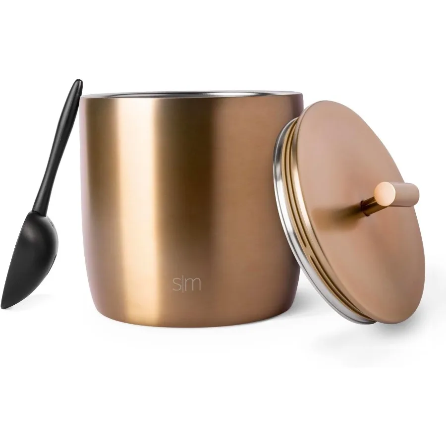 

Vacuum Insulated Ice Bucket with Lid and Scoop For Cocktail Champagne Wine Beer and Hosting Stainless Steel 100oz Capacity for