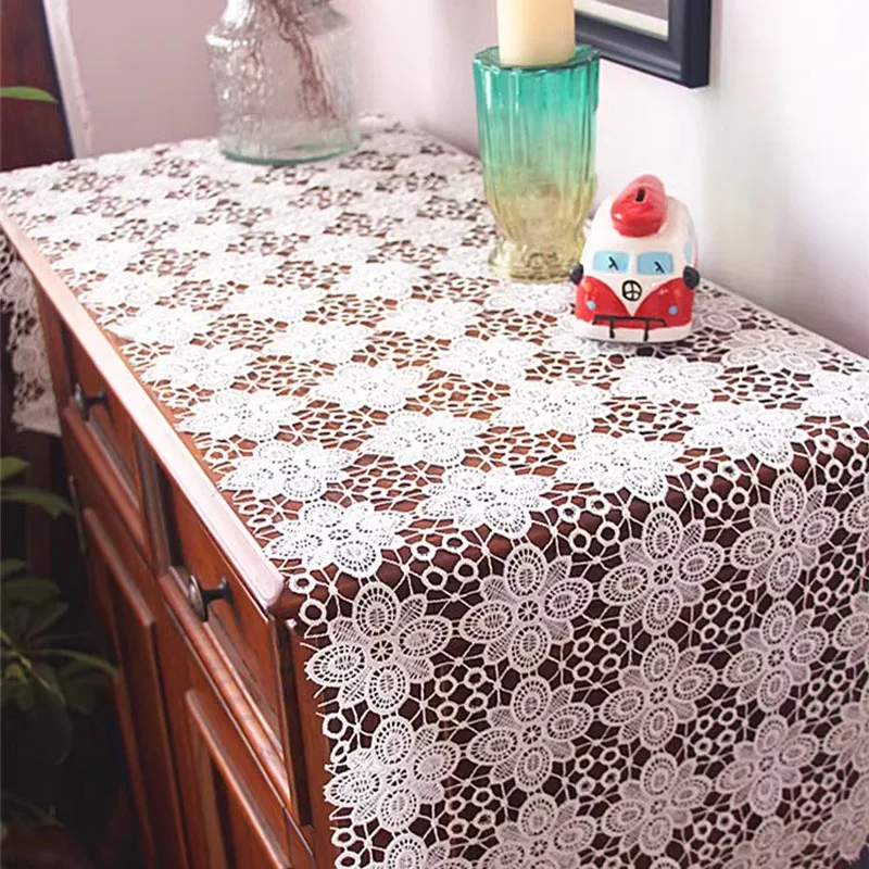 

Fashion lace cotton flower Embroidery table cloth cover wedding tablecloth kitchen Christmas Table decoration and accessories