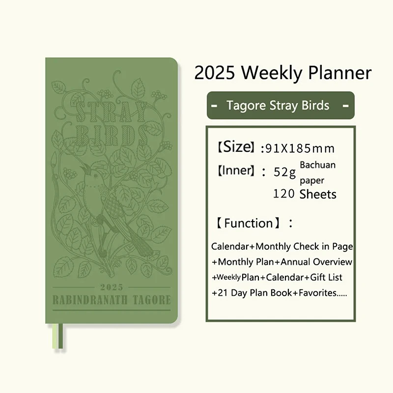 

2025 Weekly Plan Book Two Pages A week Schedule Book Self Disciplined Punch Book Efficiency Manual Daily Time Management