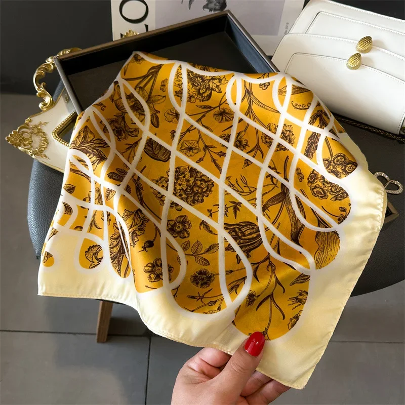 Imitated Square Silk Scarf Bandelet Women Silk Scarf Hairband Hijab Decorative Wrap Printed Scarves Foulard Ribbon Tie Neck Bag